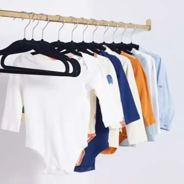 Amazon Basics Kids Velvet, Non-Slip Clothes Hangers for Infant and Toddler, 11.6 Inches (for baby clothes), Pack of 50, Black