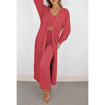 VamJump Womens Cozy 3 Piece Fleece Lounge Set  Pink