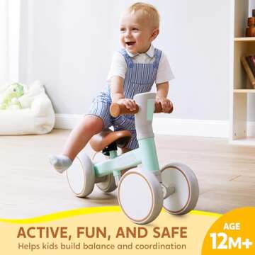 SYNCFUN LED Baby Balance Bike with Music for 1-2 Year Old Boys Girls, Balance Bike with Lights & Sou...