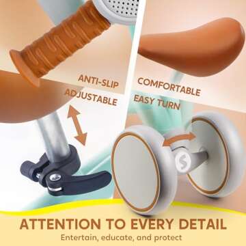 SYNCFUN LED Baby Balance Bike with Music for 1-2 Year Old Boys Girls, Balance Bike with Lights & Sounds, Mini Baby Balance Bike First Birthday Gifts, 4 Wheels Balance Bike Toddler Toys