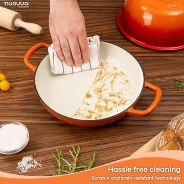 Enamelled Cast Iron Dutch Oven Pot – Dutch Oven For Sourdough Bread Baking – Cast Iron Bread Pot – Orange, 6 Quarts, 22cm – by Nuovva