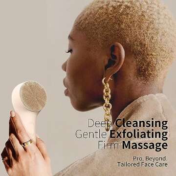 Silicone Face Scrubber, NågraCoola CLIE 2.0 Facial Cleansing Brush, Rechargeable, Waterproof Face Scrub Brush for Cleansing, Exfoliating, Massaging, Electric Facial Exfoliator for Women and Men - Oat