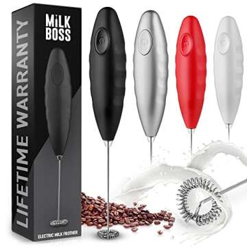 Milk Boss Handheld Frother with Upgraded Stand for Coffee