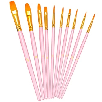 BOSOBO Paint Brushes Set, 10 Pieces Round Pointed Tip Paintbrushes Nylon Hair Artist Acrylic Paint B...