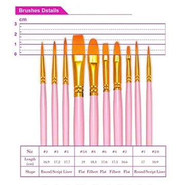 BOSOBO 10-Piece Round Tip Paint Brushes Set for Art