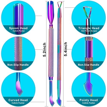 Cuticle Pusher and Remover Set - Premium Stainless Steel Tools
