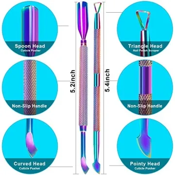 Cuticle Pusher and Remover Set - Premium Stainless Steel Tools