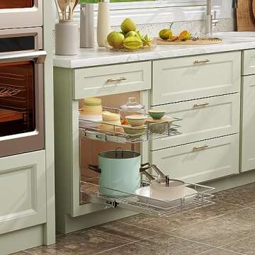 ROOMTEC 2 Tier Pull Out Cabinet Organizer for Kitchen