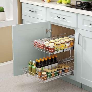 ROOMTEC 2 Tier Pull Out Cabinet Organizer for Kitchen