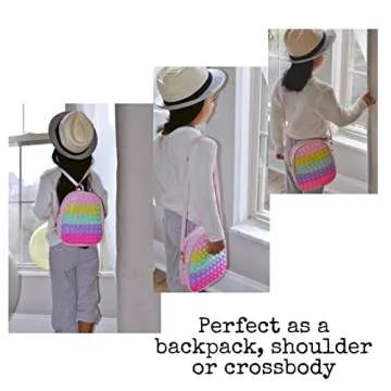 Pop Fidget Backpack for Girls with Pop It Notebook, Pencil Case, Keychain - Pop It Purse Set - Fidget Toy Bag - Pop School Supplies - Pop Its Party Favor - Unicorn Birthday Gift