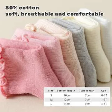 ANYANIME 6 Pairs Toddler Ruffle Socks for Girls Baby Grip Socks Non Slip Socks Cute Grippy Frilly Socks
