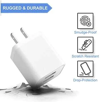 6Pack USB Wall Charger, iGENJUN 2.4A Phone Charger Dual USB Port Cube Power Plug Adapter Fast Wall Charger Block Compatible with iPhone 16/16 Pro/15/15 Pro, Samsung Galaxy, Pixel, LG, Android-White