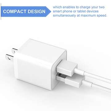 6Pack USB Wall Charger, iGENJUN 2.4A Phone Charger Dual USB Port Cube Power Plug Adapter Fast Wall Charger Block Compatible with iPhone 16/16 Pro/15/15 Pro, Samsung Galaxy, Pixel, LG, Android-White