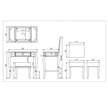 Linon Silver Harper Vanity Set - Stylish & Functional