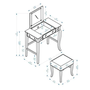 Linon Silver Harper Vanity Set - Stylish & Functional