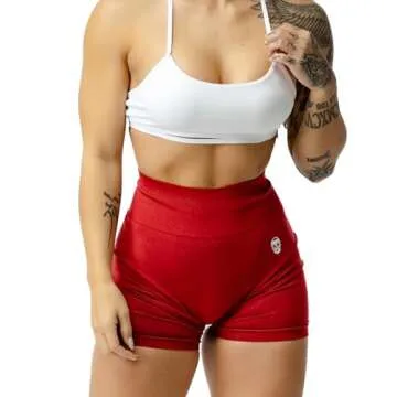 Gymreapers Seamless Shorts Infinity High Waist Biker Workout Scrunch Shorts for Women Athletic Gym Running Pilates Yoga Sport Short (Bloodshot Red)
