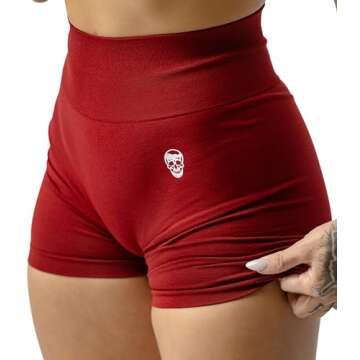 Gymreapers Seamless Shorts Infinity High Waist Biker Workout Scrunch Shorts for Women Athletic Gym Running Pilates Yoga Sport Short (Bloodshot Red)