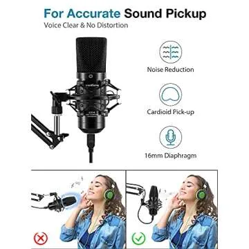 InnoGear USB Microphone, 192KHZ/24BIT Plug & Play PC Computer Professional Cardioid Mic for Mac Windows Vista, 7, 8.1, or 10 System with Mic Stand Shock Mount Pop Filter USB Cable
