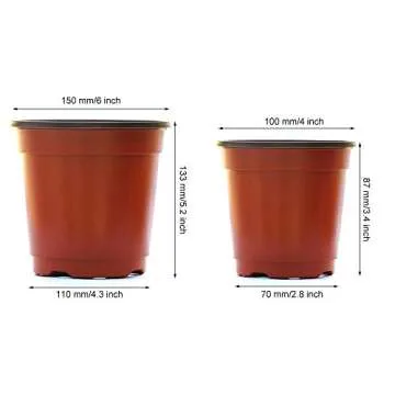Oubest Plastic Plant Nursery Pots 6" 50 pcs Reusable for Seed Starting Seedlings Cuttings Transplanting Flower Plant Pots