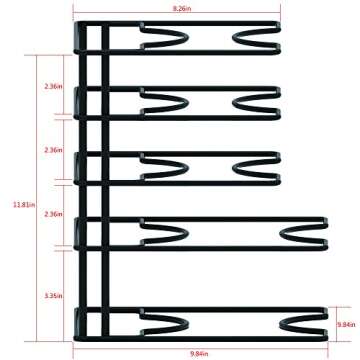 ZESPROKA Kitchen Cabinet Pot and Pan Organizer, Pot Lid Rack, Black