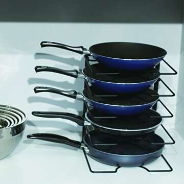 ZESPROKA Kitchen Cabinet Pot and Pan Organizer, Pot Lid Rack, Black