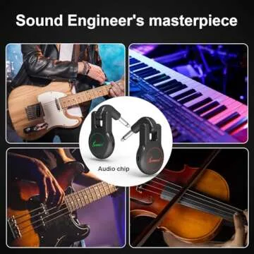 Sovvid Wireless Guitar Transmitter Receiver 2.4Ghz Wireless Guitar System, Rechargeable Audio Wireless Transmitter Receiver with 11 Hours Usage Time for Electric Musical Instruments Guitar Bass