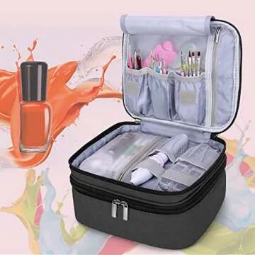 LUXJA Nail Polish Carrying Case - Holds 30 Bottles (15ml - 0.5 fl.oz), Double-layer Organizer for Na...