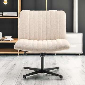 LEAGOO Armless Office Desk Chair, Fabric Padded, Height Adjustable Wide Seat, Mid Back Ergonomic, Computer Task Chair, Swivel Vanity Chair with No Wheels (Mixed Color)