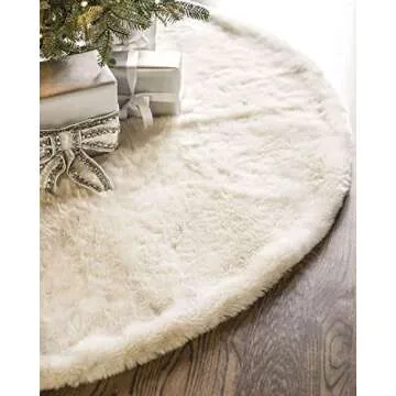 Yuboo White Fur Tree Skirt 36" for Holiday Elegance