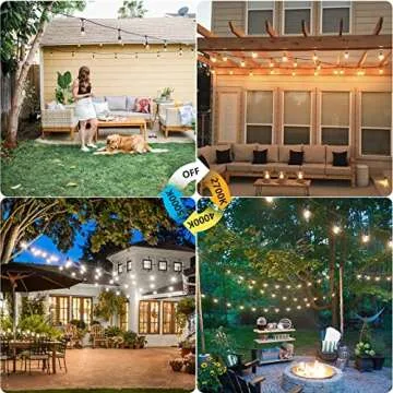 Mlambert 3 Color Outdoor LED Dimmable String Lights for Patio with Remote, Plug in 48FT Waterproof Shatterproof Edison Bulb Lights for Bistro Pergola