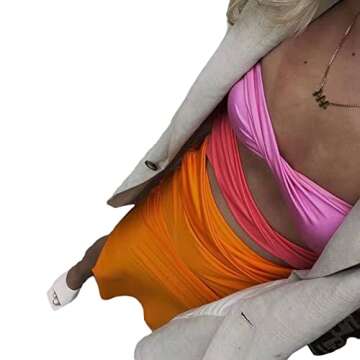 Women's Off Shoulder Sleeveless Cross Cutout Bodycon Elegant Knit Long Dress Backless Split Slim Fit Club Maxi Dress (Orange, Medium)