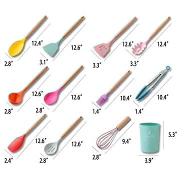 Keidason Silicone Kitchen Utensils Set, 12-piece Silicone Cooking Utensils Set Non-stick Cookware Is...