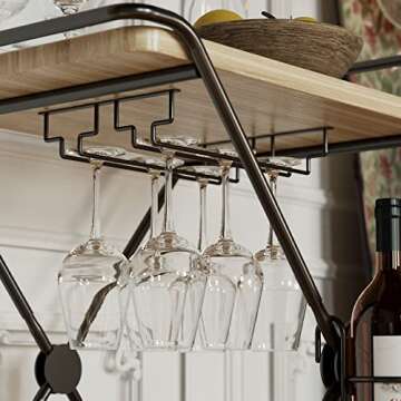 IRONCK Bar Cart,Kitchen Cart on Wheels Industrial Coffee Cart, 2 Tier Liquor cart with Wine Bottle Holders for Kitchen Living Room, Light Oak