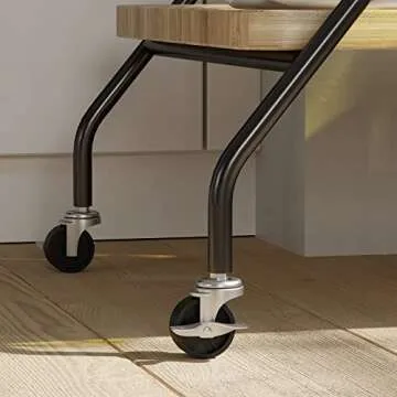 IRONCK Bar Cart,Kitchen Cart on Wheels Industrial Coffee Cart, 2 Tier Liquor cart with Wine Bottle Holders for Kitchen Living Room, Light Oak