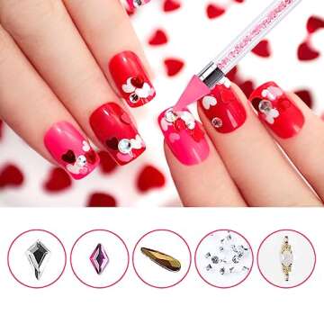 Qufiiry Nail Rhinestone Picker, Acrylic Handle Dual End Rhinestone Diamond Painting Pen, for Jewel Gems Crystals Studs Picker