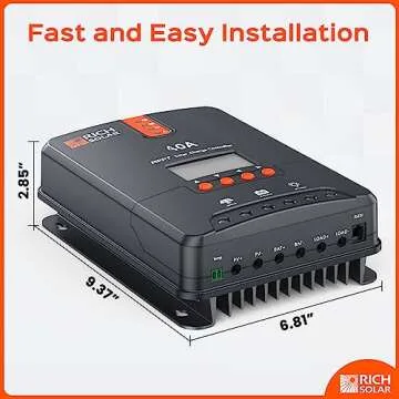 RICH SOLAR 40 Amp 12V/24V DC Input MPPT Solar Charge Controller with LCD Display Solar Panel Regulat...