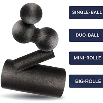 BIGTREE 4PK Balance Foam Roller Plantar Peanut Fasciitis Ball Myofascial Release Back Foot Neck Spine Shoulder Physical Trigger Point Therapy Physical Therapy Core Pain Relief Deep Massage (Black)