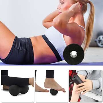 BIGTREE 4PK Balance Foam Roller Plantar Peanut Fasciitis Ball Myofascial Release Back Foot Neck Spine Shoulder Physical Trigger Point Therapy Physical Therapy Core Pain Relief Deep Massage (Black)