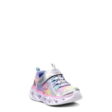 Skechers girls Heart Lights-rainbow Lux Sneaker, Silver/Multi, 9 Toddler US