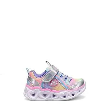 Skechers girls Heart Lights-rainbow Lux Sneaker, Silver/Multi, 9 Toddler US