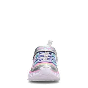 Skechers girls Heart Lights-rainbow Lux Sneaker, Silver/Multi, 9 Toddler US