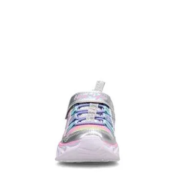 Skechers girls Heart Lights-rainbow Lux Sneaker, Silver/Multi, 9 Toddler US