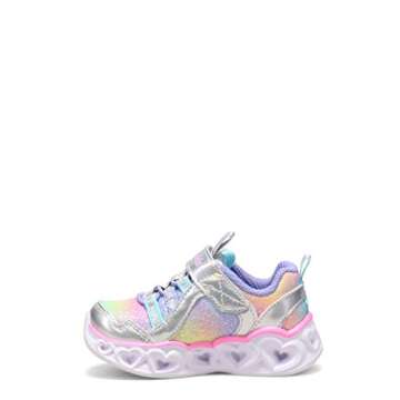 Skechers girls Heart Lights-rainbow Lux Sneaker, Silver/Multi, 9 Toddler US