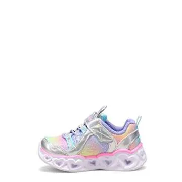 Skechers girls Heart Lights-rainbow Lux Sneaker, Silver/Multi, 9 Toddler US