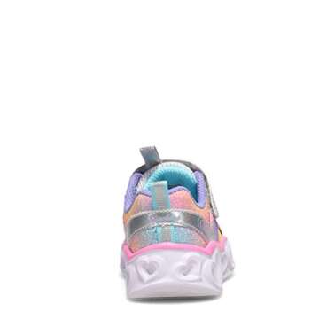 Skechers girls Heart Lights-rainbow Lux Sneaker, Silver/Multi, 9 Toddler US