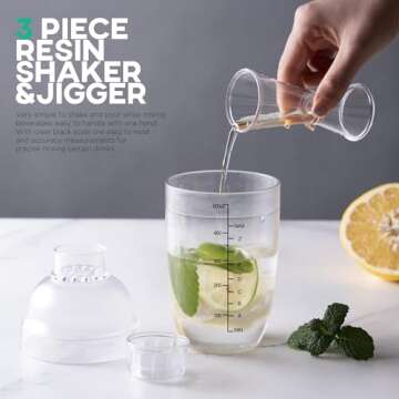 Homestia 33 oz Plastic Cocktail Shaker with Jigger
