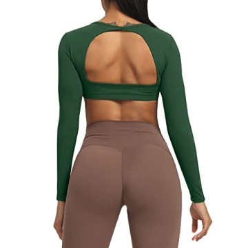 Aoxjox Long Sleeve Crop Tops for Women Clarissa Backless Workout Cropped T Shirt Top - Fashion Meets...