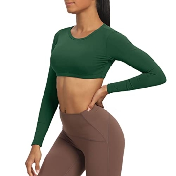Aoxjox Long Sleeve Crop Top for Women - Stylish Workout Wear