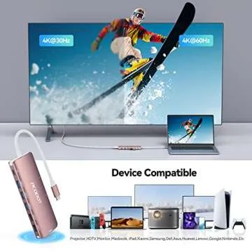 USB C Hub, Acodot 9 in 1 USB C to 4K@60HZ HDMI Multiport Adapter, 3 USB 3.0 Ports, SD/TF Card Reader, 100W PD, USB C Hub Multiport Adapter Desigend for MacBook Pro Air HP XPS etc, Rose Gold