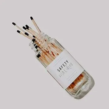 Sweet Water Decor 4" Black Safety Matches - Glass Jar | Approx. 60 Strike On The Bottle Long Matchsticks | Home Decor | Candle Accessories | Apothecary Jars for Fireplace | Housewarming Gift